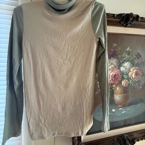 Madewell Textured Knit Top in Cream and Green